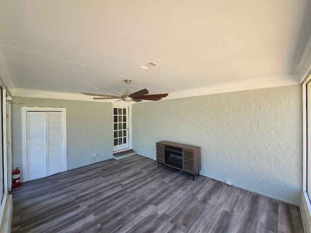 wooden deck with ceiling fan