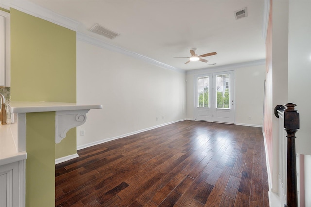 1533 Bluewater Way, Charleston, SC 29414 - unfurnished room with ceiling fan, ornamental molding, dark wood-style floors, and baseboards