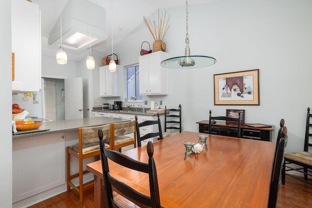 1578 Harborsun Dr, Charleston, SC 29412 - dining space with dark wood finished floors and high vaulted ceiling