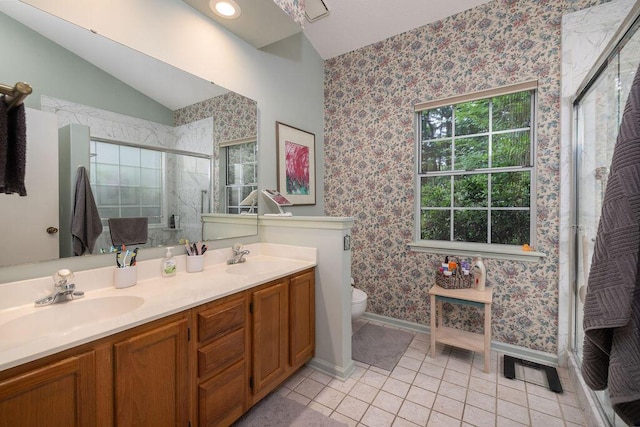 1578 Harborsun Dr, Charleston, SC 29412 - bathroom featuring a sink, tile patterned flooring, a stall shower, and visible vents
