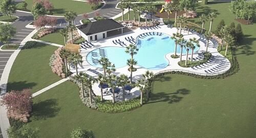 aerial view of a pool