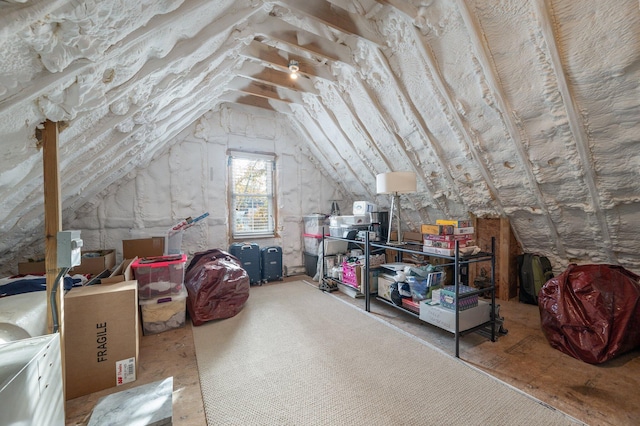 view of unfinished attic