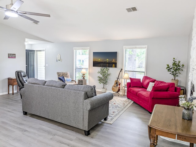 5 Drummond Ct, Charleston, SC 29414 - living area featuring light wood-type flooring, healthy amount of natural light, ceiling fan, and lofted ceiling
