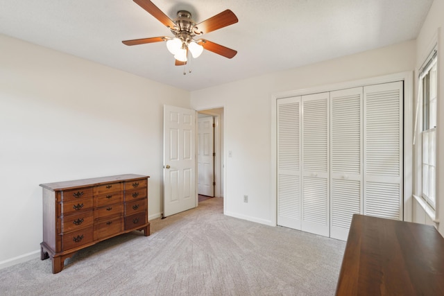712 Wakendaw Blvd, Mount Pleasant, SC 29464 - bedroom featuring light colored carpet, a closet, and a ceiling fan