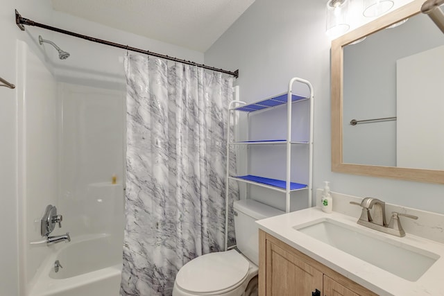 7955 Timbercreek Ln Unit 1807, North Charleston, SC 29418 - bathroom with toilet, shower / tub combo with curtain, vanity, and a textured ceiling