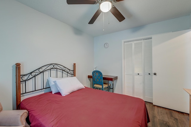 7955 Timbercreek Ln Unit 1807, North Charleston, SC 29418 - bedroom featuring wood finished floors, a closet, and a ceiling fan