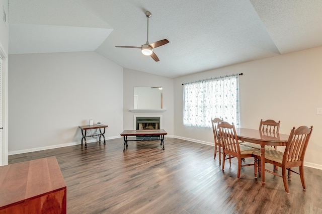 7955 Timbercreek Ln Unit 1807, North Charleston, SC 29418 - dining area with lofted ceiling, ceiling fan, wood finished floors, and baseboards