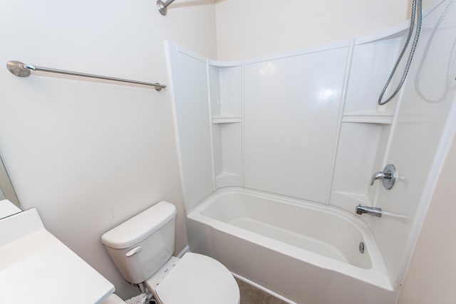 full bathroom with toilet, shower / washtub combination, and vanity