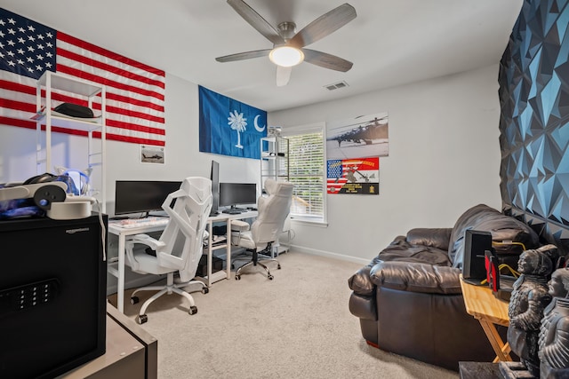 435 Foxbank Plantation Blvd, Moncks Corner, SC 29461 - office with carpet flooring, a ceiling fan, baseboards, and visible vents