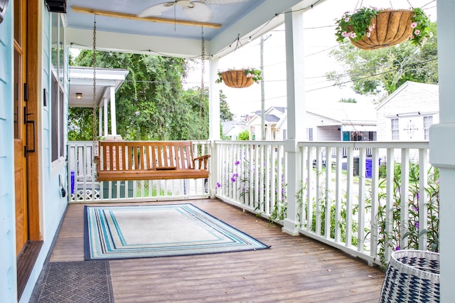 10 Riker St, Charleston, SC 29403 - wooden terrace featuring ceiling fan