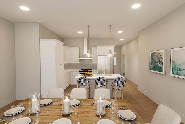 dining area featuring light hardwood / wood-style floors