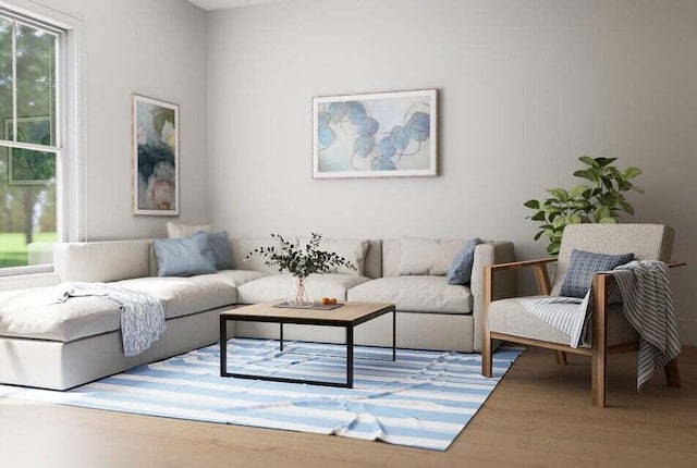 living room with hardwood / wood-style floors