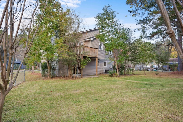 view of yard with a deck