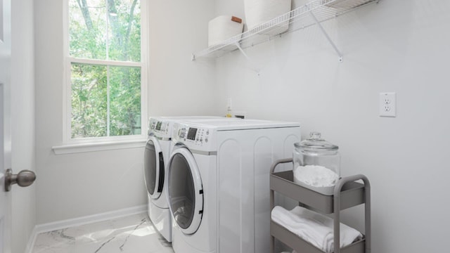 304 Archar St, Summerville, SC 29486 - laundry room featuring independent washer and dryer and light marble finish floors
