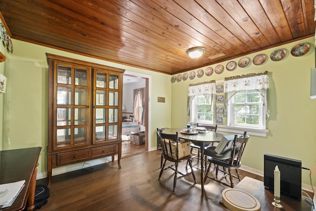 145 Ravenell Dr, Saint Stephen, SC 29479 - dining room with wood ceiling and dark wood-style floors