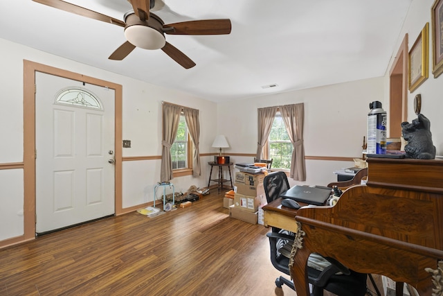 145 Ravenell Dr, Saint Stephen, SC 29479 - home office featuring wood finished floors and ceiling fan