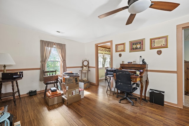 145 Ravenell Dr, Saint Stephen, SC 29479 - office space with wood finished floors and a ceiling fan