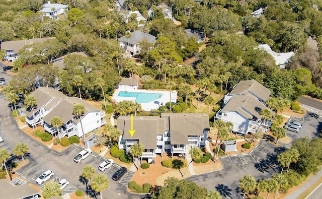 drone / aerial view with a residential view