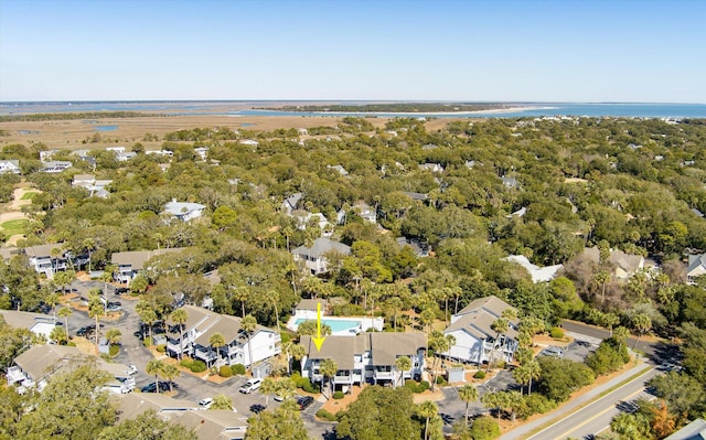 birds eye view of property with a residential view