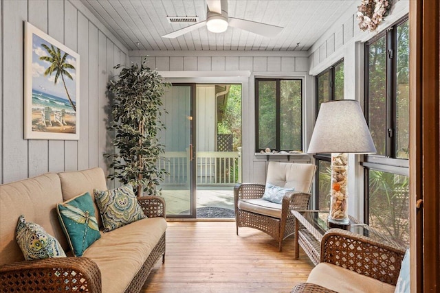 1025 Scaup Ct, Kiawah Island, SC 29455 - sunroom / solarium with wood walls, wood-type flooring, and wooden ceiling