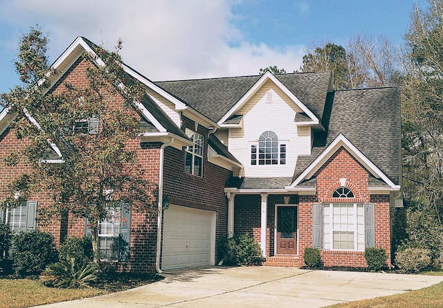 view of front of property featuring a garage