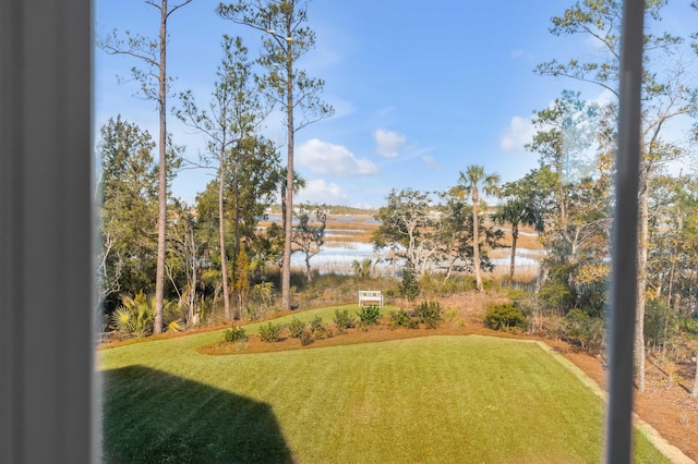 view of yard featuring a water view