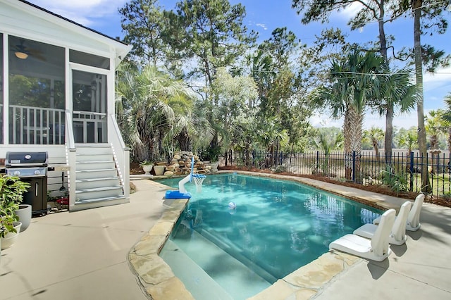 2745 Oak Manor Dr, Mount Pleasant, SC 29466 - view of pool with a sunroom, grilling area, and a patio area