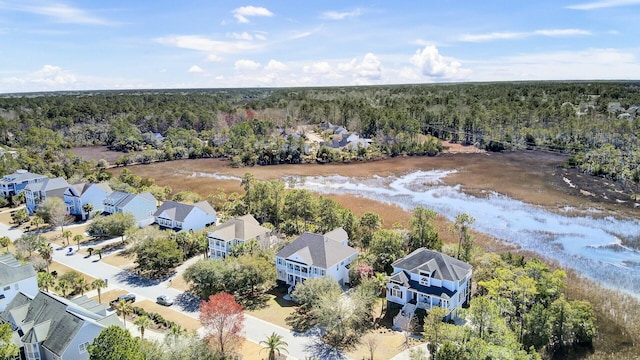 aerial view with a forest view and a residential view