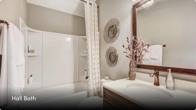 629 Marsh Cove Cir, Summerville, SC 29486 - full bathroom with shower / bath combo with shower curtain and vanity