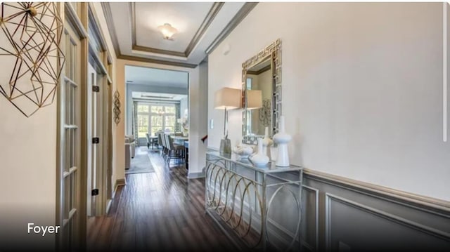 629 Marsh Cove Cir, Summerville, SC 29486 - corridor featuring dark wood-style flooring, ornamental molding, and wainscoting