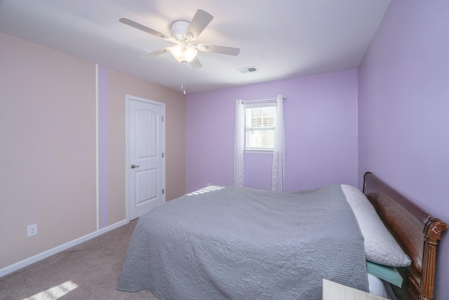 bedroom featuring carpet floors and ceiling fan