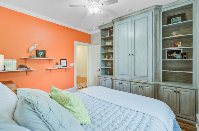 62 Eastlake Rd, Mount Pleasant, SC 29464 - bedroom with crown molding, wood finished floors, and ceiling fan
