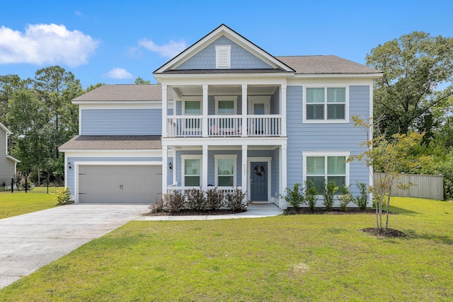 4007 Oxeye, Johns Island, SC 29455 - view of front of property featuring a balcony, concrete driveway, a garage, and roof with shingles