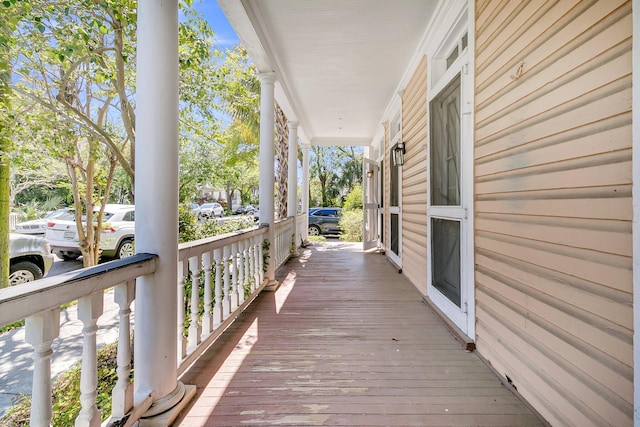 wooden deck with a porch