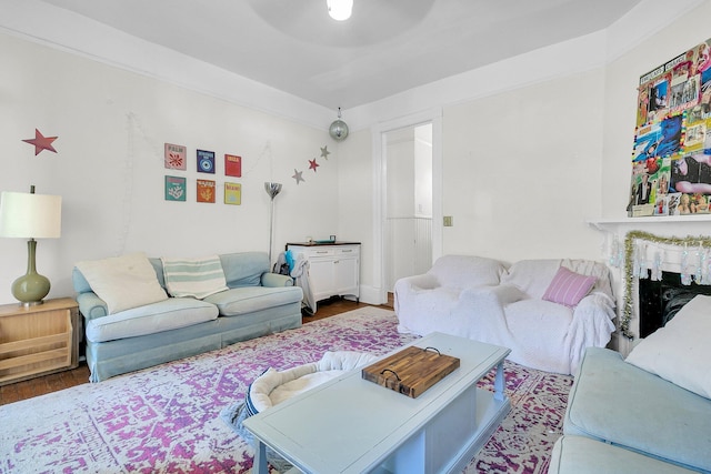 living room with wood finished floors