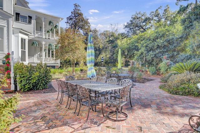 view of patio / terrace featuring a balcony