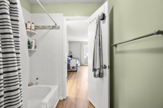 1530 Fort Johnson Rd Unit 1L, Charleston, SC 29412 - full bathroom with shower / bathtub combination with curtain and wood finished floors