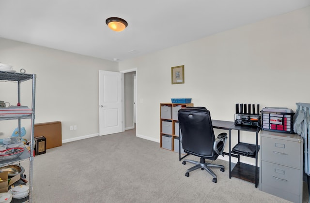 view of carpeted home office