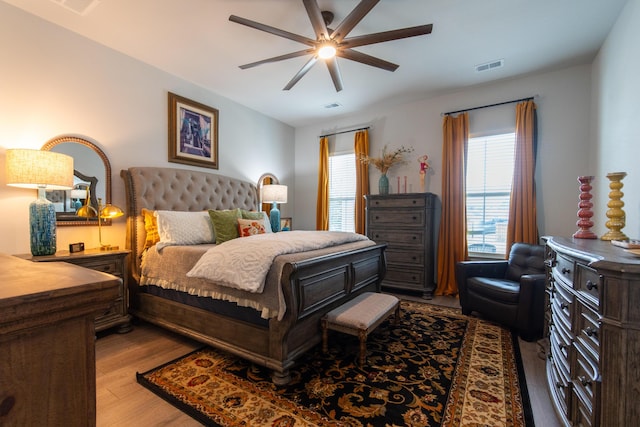 397 Woodgate Way, Summerville, SC 29485 - bedroom with ceiling fan, visible vents, and wood finished floors