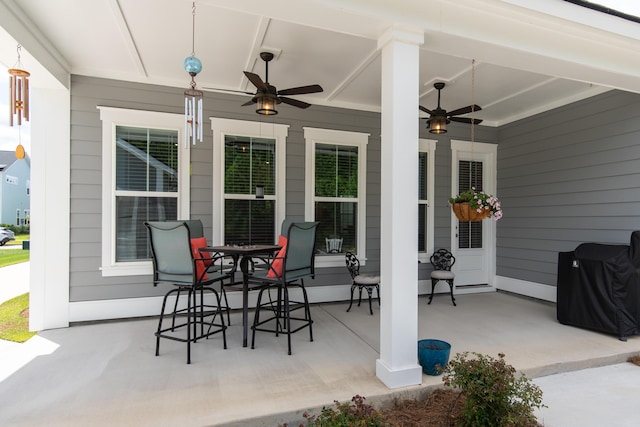 397 Woodgate Way, Summerville, SC 29485 - view of patio with outdoor dining space, ceiling fan, and grilling area