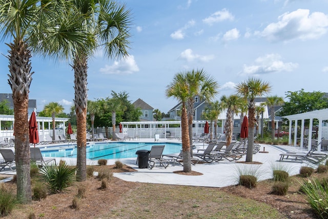 397 Woodgate Way, Summerville, SC 29485 - pool with a pergola, fence, and a patio