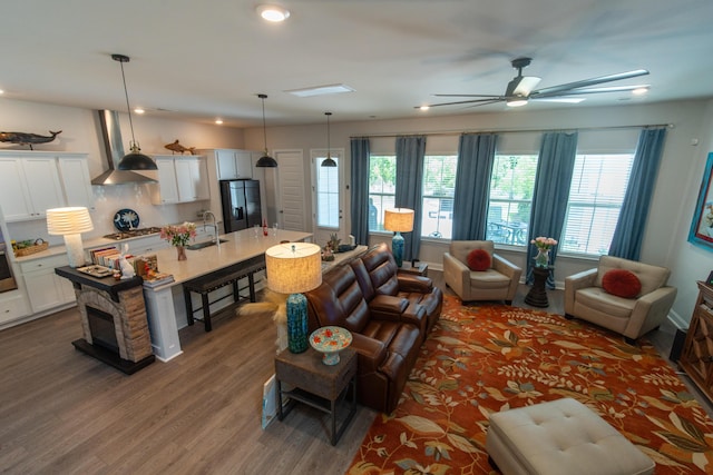 397 Woodgate Way, Summerville, SC 29485 - living area with recessed lighting, ceiling fan, and wood finished floors