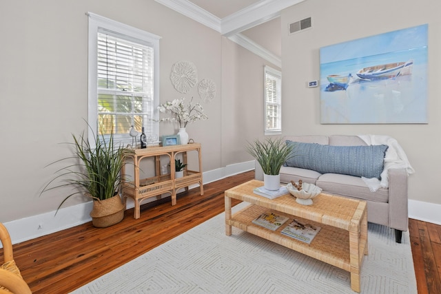 51/2 Kracke St Unit A, Charleston, SC 29403 - living area with crown molding, wood finished floors, and baseboards