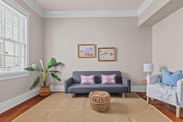 51/2 Kracke St Unit A, Charleston, SC 29403 - living room featuring crown molding, wood finished floors, and baseboards