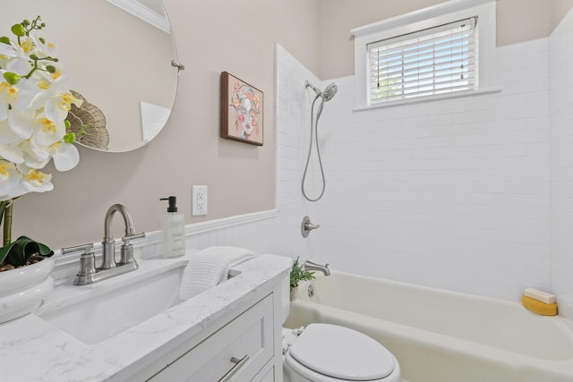51/2 Kracke St Unit A, Charleston, SC 29403 - full bath with a wainscoted wall, vanity, bathtub / shower combination, and toilet