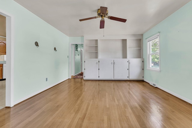 1143 Winborn Dr, Charleston, SC 29412 - interior space with visible vents, built in features, baseboards, a ceiling fan, and light wood-style flooring