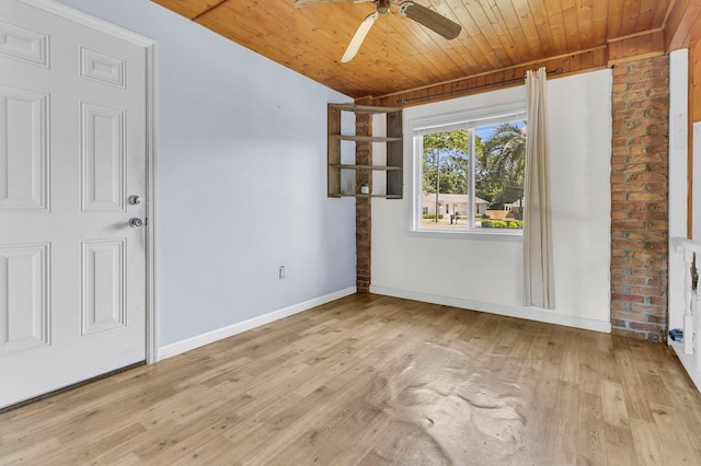 1143 Winborn Dr, Charleston, SC 29412 - unfurnished room with wooden ceiling, baseboards, a ceiling fan, and wood finished floors