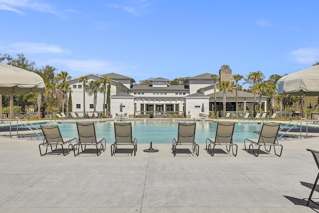 view of pool featuring a patio area