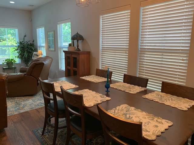 3808 Tupelo Branch Row, Mount Pleasant, SC 29429 - dining room with dark wood-style floors, recessed lighting, and a chandelier