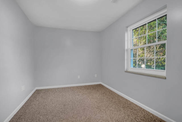 unfurnished room with baseboards and carpet